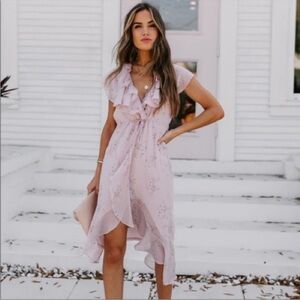 Collective Concepts Light Pink Floral Midi Dress